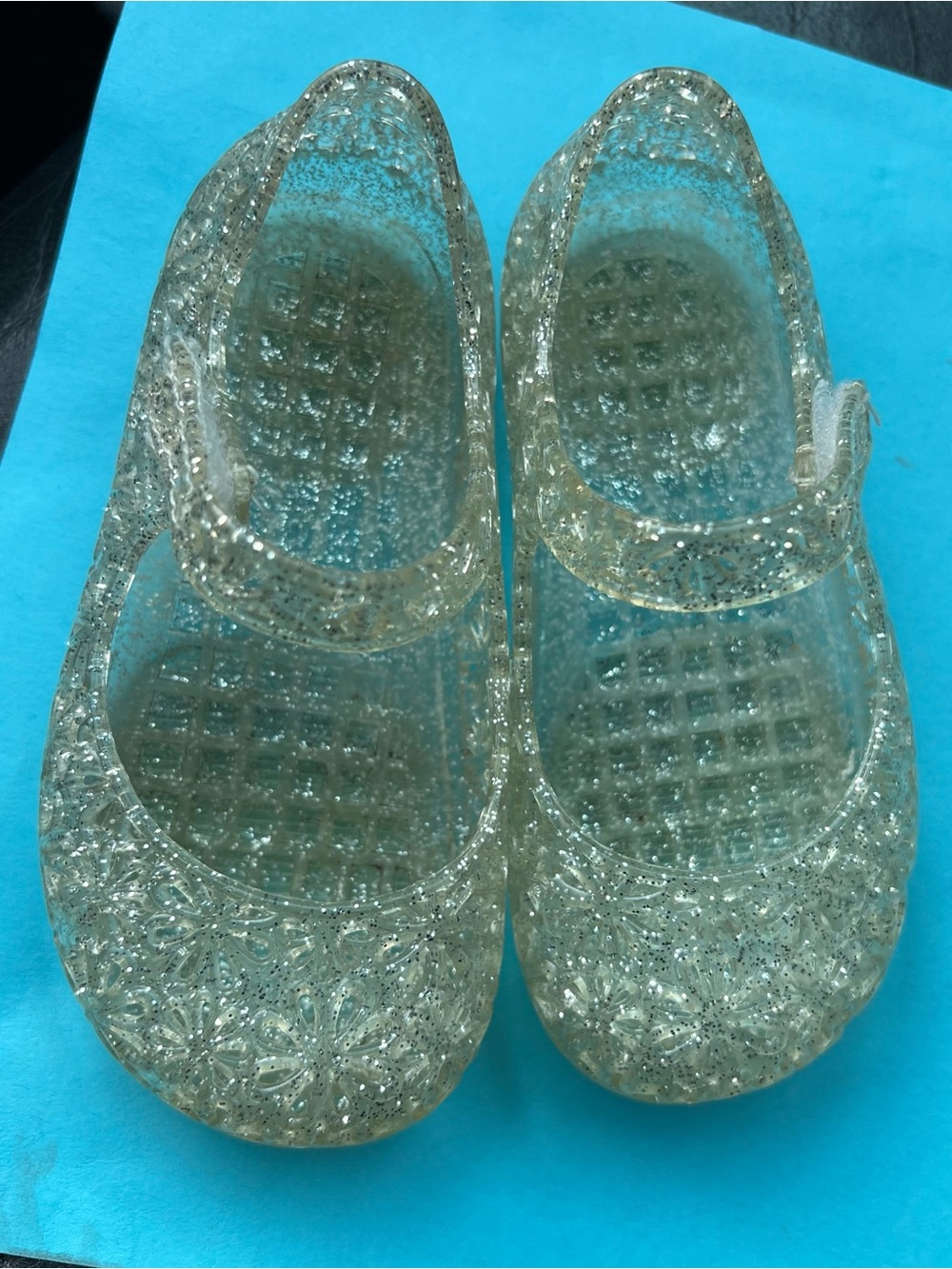 Girls Clear Glitter Jelly Mary Jane Shoes Sz 5 - Picture 2 of 6